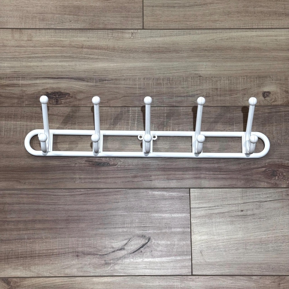 Vintage 1980s Yaffa Basic Line Hook‎ Rack: White Plastic, 5 Double Hooks